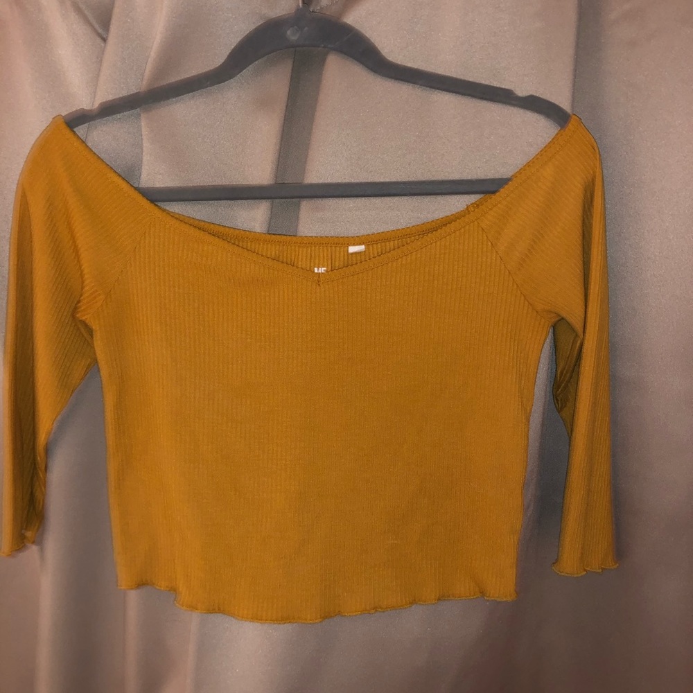 Mustard long sleeve crop top